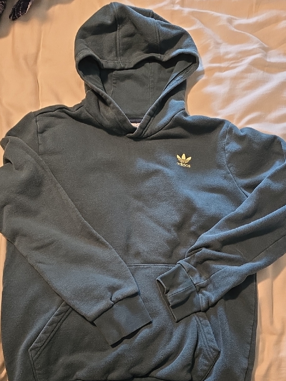 adidas Teal Hoodie with Small Trefoil Logo